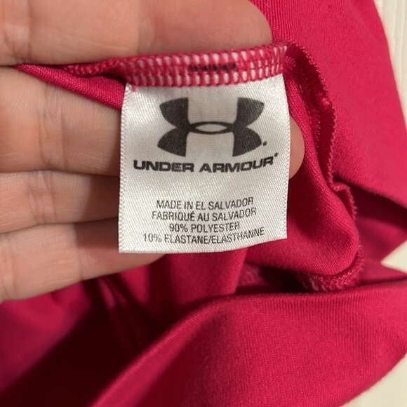 UNDER ARMOUR Small All Season Gear Pink Hooded Short Sleeve Sweatshirt V-Neck - Picture 6 of 8